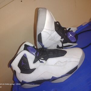 White and Purple High-Top Sneakers